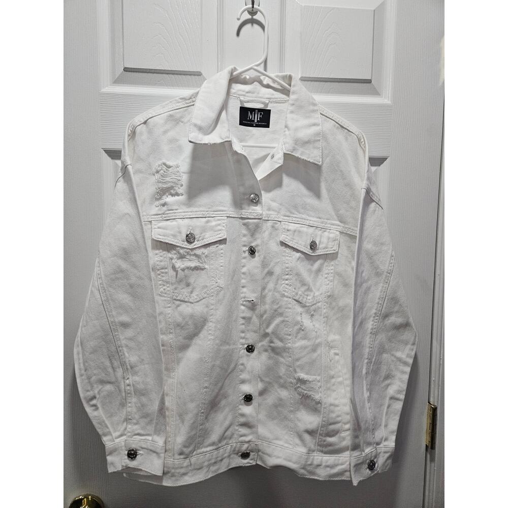 University of Virginia UVA Cavaliers Women's White Jean Jacket Wa Hoo Wa Size M - Picture 2 of 8
